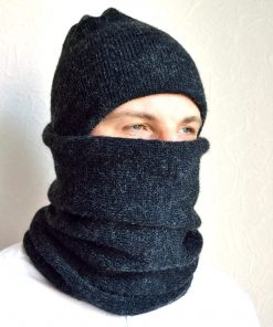 B08VRNKBBZ Hand made cashmere - mohair fluffy men's hat & snood scarf