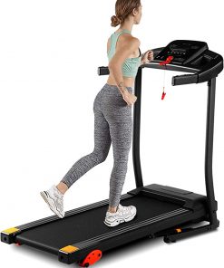B08TC64VYZ Merax Electric Folding Treadmill, 15 Pre-Set Training Programs with Large LED Display Panel, MP3/USB Playback Function for Home Use, Black