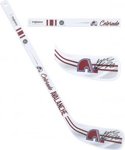 B08W77W9D6 Mikko Rantanen Colorado Avalanche Autographed Reverse Retro Logo Mini Wood Hockey Stick - Autographed NHL Sticks