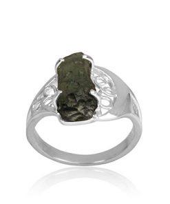 B08WKDZ3SR Authentic Czech Moldavite Ring,Raw Stone Ring, Stacking Ring, Moldavite Ring, Engagement Ring, Spiritual Ring,Sterling Silver Ring, Genuine Raw Moldavite Gemstone Ring