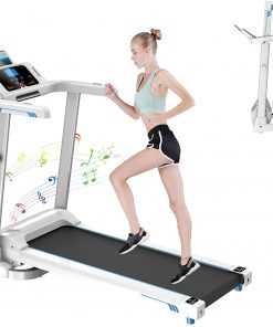 B08W4VFP28 Folding Electric Treadmill With LCD Display And Speakers Bluetooth, High Power 2.0HP Motorized Running Treadmill, Fold-free Installation,12 Kinds Of Sports Programs, Max Load Capacity 330lb, Speed Between 0.8-8KM/h, Multifunctional Fitness