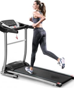 B08SBL6MK6 Merax Electric Folding Treadmill Motorized Running and Jogging Fitness Machine for Home Gym with 12 Pre-Set Programs, MP3, USB Port, and LED Display