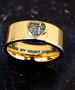 B08VDDPN5G Star Wars Death Star Wedding Band, Star Wars Ring, Star Wars Engagement Ring, Darth Vader Wedding Ring, Anakin Skywalker Wedding Band, Empire Ring