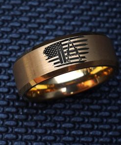 B08TR3D8GT 2nd Amendment Wedding Ring, American Flag Wedding Band, Gun Rights Engagement Ring, Patriotic Gift, USA Constitution Ring, Military USA Ring