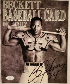 B08W9RVN1G Bo Jackson Signed Autographed Auto Kansas City Royals Oakland Raiders Bat Over the Shoulders Beckett Magazine Cover - JSA