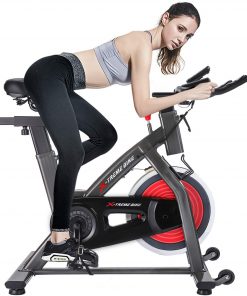 B08VMXBKDH Indoor Cycling Stationary Bike Exercise Bike Adjustable Resistance Belt Drive Cardio Workout Training Bicycle Quiet with Comfortable Cushion for Home with LCD Monitor