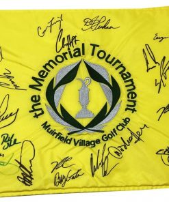 B08W2LHHQZ Authentic Autographed Ernie Els, Kenny Perry, Jim Furyk Memorial Tournament Flag ~ Certified