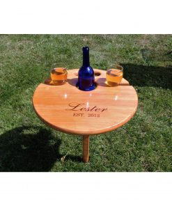 B08S3H649R Wooden Round Table for Kitchen, Dining Room - Best Wine Table for personalized Valentine Gift, camp, wedding, anniversary, retirement.