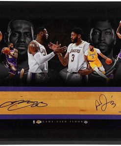 B08T6JNTLM LeBron James & Anthony Davis Los Angeles Lakers Framed Autographed 36" x 24" Goals Floor Piece - Upper Deck - Autographed NBA Floor Boards