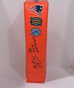 B08SVWLX43 RODNEY HARRISON SIGNED TOUCHDOWN PYLON FOOTBALL PROOF JSA COA