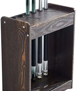 B08WWZF9WF Wooden Pool Cue Rack Free Standing - 6 Sticks, Modern Billiard Stick Cue Holder Shelf Cabinet, Corner Floor Pool Cue Storage Display Stand (Color : Blsck Wood Grain)