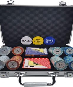 B08X1XJVD9 Poker Chip Set for Texas Holdem, Blackjack, Gambling with Carrying Case, Buttons and Dice Style Casino Chips (14gram) by Trademark Poker