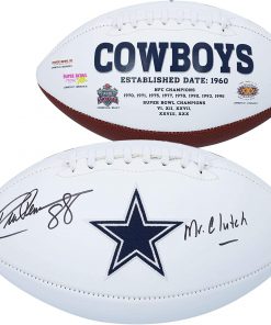 B08T6G5G2L Drew Pearson Dallas Cowboys Autographed White Panel Football with"Mr. Clutch" Inscription - Autographed Footballs