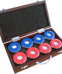 B0075IN7P0 Hathaway Shuffleboard Pucks with Case (Set of 8), Dark Cherry Finish