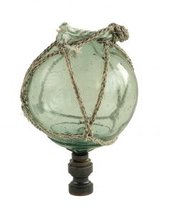 B08WKT2J2L Netted Aqua Glass Fishing Float Lamp Finial on Coppery Bronze Hardware