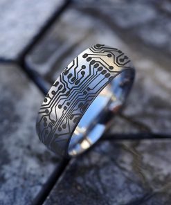 B08XBD1B57 Circuit Board Ring for Man, Circuit Board Gift, Circuit Board Jewelry, Circuit Board Wedding Band, Computer Science Ring, MotherBoard Ring