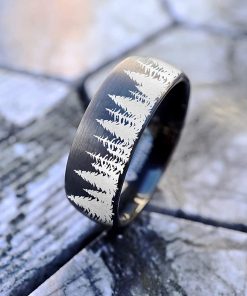 B08XBBQ87K Forest Pine Tree Ring Nature Wedding Band Yosemite Engagement Ring El Capitan Jewelry Half Dome Wedding Band