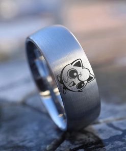 B08XBGYXJS Jiggly Puff Kawaii Chibi I Choose You Wedding Band Pokemon Jewelry Anime ring anime Gift Pikachu Wedding Band Pokeball Ring