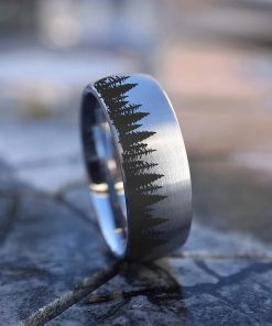 B08XBLP84Q Forest Pine Tree Ring Nature Wedding Band Yosemite Engagement Ring El Capitan Jewelry Half Dome Wedding Band