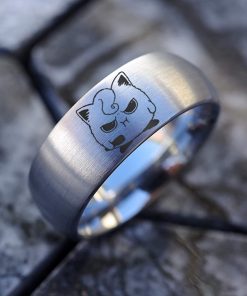 B08XB563HX Jiggly Puff Pouty Angry Kawaii Chibi I Choose You Wedding Band Pokemon Jewelry Anime ring anime Gift Pikachu Wedding Band Pokeball Ring