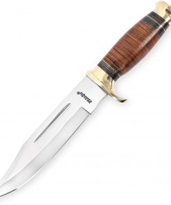 B00A7YU3YC Perkins | 12.5 inch Fixed Blade Bowie Knife | Hunting Knife, Leather Handle | Leather Sheath | Designed for Hunting, Survival, Skinning, Camping & Self Defense |