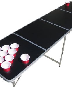 B008L4KVHE Blank Black Plain Customizable Beer Pong Table with Predrilled Cup Holes