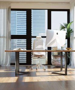 B08RW4PS9B Modern Dining Table 2.5" Thick reclaimed wood planks and steel 6 corner base, Choose from Size and Finish,Custom Sizes welcome