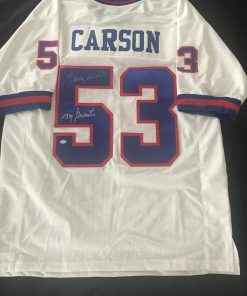 B00A39M48Y Harry Carson Autographed Custom White Jersey - New York Giants Inscription
