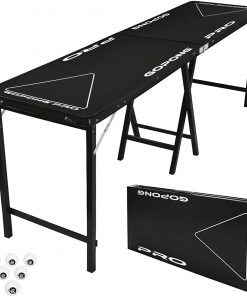 B0081YTLTS GoPong PRO 8 Foot Premium Beer Pong Table - Heavy Duty (Black, 36-Inch Tall)