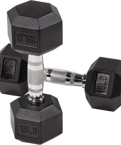 B08RYY2V1K SimpleL Hex Rubber Dumbbells with Metal Handles Weights Dumbbells Set Heavy Dumbbell for Strength Training Exercises Fitness Home Workout