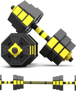 B08TMKL23J DREAMQJ Adjustable Fitness Dumbbells Set, 22lbs to 88lbs Free Weights Dumbbells Home Fitness Weight Set Gym Workout Exercise Training with Connecting Rod for Men Women