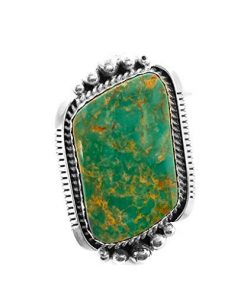 B08WCLTXPM Genuine King's Manassa Turquoise Ring, Size 8, Sterling Silver, Authentic Navajo Native American USA Handmade, Artist Signed, Nickel Free, Southwest Jewelry