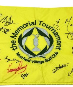 B08W2KYSZD Authentic Autographed Angel Cabrera, Bubba Watson, Justin Leonard, Matt Kuchar, Jim Furyk Memorial Tournament Flag ~ Certified