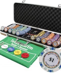 B08X1W5667 14 Gram Casino Poker Chips 500PCS Clay Composite Chips with Aluminum Case, Black ABS Case, for Texas Holdem, Blackjack, Casino Gambling