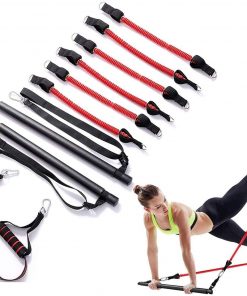 B08RRQ81YG ALZN Adjustable Pilates Bar Kit Upgraded 60-180LBS with Anti-Break Resistance Band, Portable Fitness Exercise Workout Toning Bar Stick for Stretching Twisting Sit-Up, Home Workout Equipment Men Women