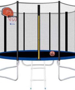 B08SJCHLDB 12FT Trampoline with Basketball Hoop Safety Enclosure Net Spring Pad Ladder Great Gift for Kids