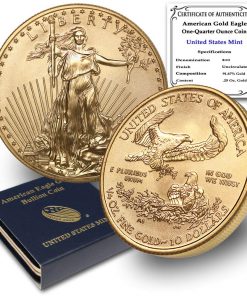 B08SV5QQV2 2021 1/4 oz Gold American Eagle Brilliant Uncirculated with United States Mint Box and a Certificate of Authenticity by CoinFolio $10 Mint State
