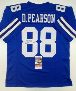 B08VWXTP67 Autographed/Signed Drew Pearson Dallas Blue Football Jersey JSA COA