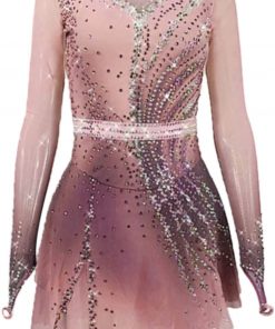 B08T77M1YW Handmade Pink Ice Skating Dress Competition Women Girls Figure Skating Custume Skirts Performance Skating Dress 5 Colors