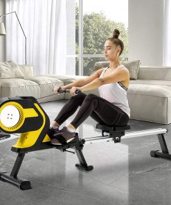 B08S78KB3T Merax Rowing Machine, Magnetic Rowing Machine for Home Use Foldable with LCD Monitor, 46" Slide Rail, Compact Folding Rower for Cardio Workout