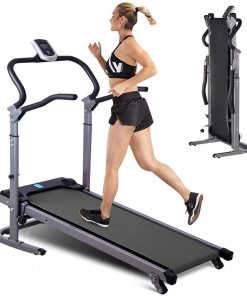 B08SW72M2J FungPull Multifunctional Long and Widened Version of Shock-Absorbing and Incline Mechanical Treadmil, Running Machine with LCD Monitor for Equipment for Home Gym