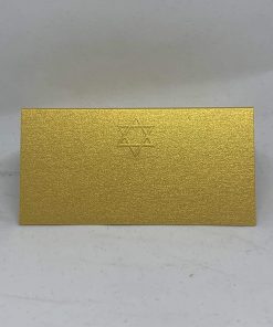 B08STVS7MZ Custom Gold Shimmer Embossed Star of David Place Cards (50 Pack) Party Folded Place Cards and Table Cards