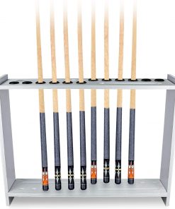 B08SWDFV2V Fitlyiee 12 Pool Cue Racks, Wood Floor Billiard Rack Billiard Cue Stand Organizer Fishing Rod Storage Stand