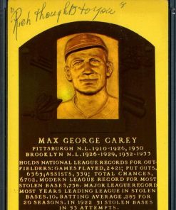 B08SW88Q64 Max Carey PSA DNA Coa Autograph Hand Signed Gold HOF Plaque Postcard