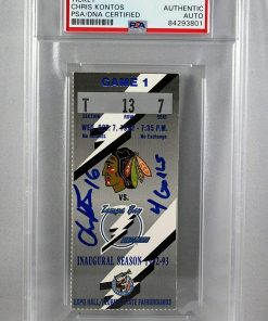 B08WRVGPZ6 Chris Kontos Signed & PSA Encapsulated Tampa Bay Lightning Franchise 1st Game 10/7/1992 Ticket