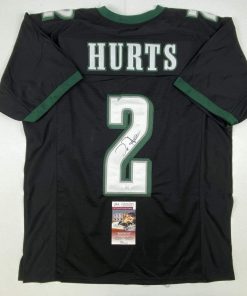 B08TGKK92F Autographed/Signed Jalen Hurts Philadelphia Black Football Jersey JSA COA