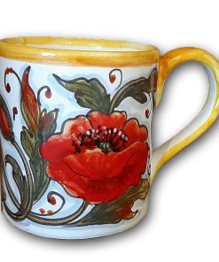 B08VGYCDMR Italian Ceramic Coffee Mug Sunflower Poppies - 11 oz Hand Painted Tea Cups Design for Kitchen - Made in ITALY Tuscany - Italian Pottery Mug for Coffee - Home Decor Ceramics Tea Cup