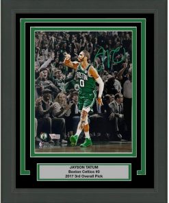 B08VDX4F39 Framed Autographed/Signed Jayson Tatum Boston Celtics 8x10 Basketball Photo Fanatics COA #4