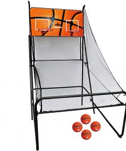 B08RMRB7DF Basketball Arcade Game for 2-Player, Folding Exercise Sports Fun Shoot System Child Arcade Basketball Hoop, 4 Ball, LED Scoring