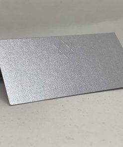 B08SSRV8NJ Custom Silver Shimmer Embossed Star of David Place Cards (50 Pack) Party Folded Place Cards and Table Cards